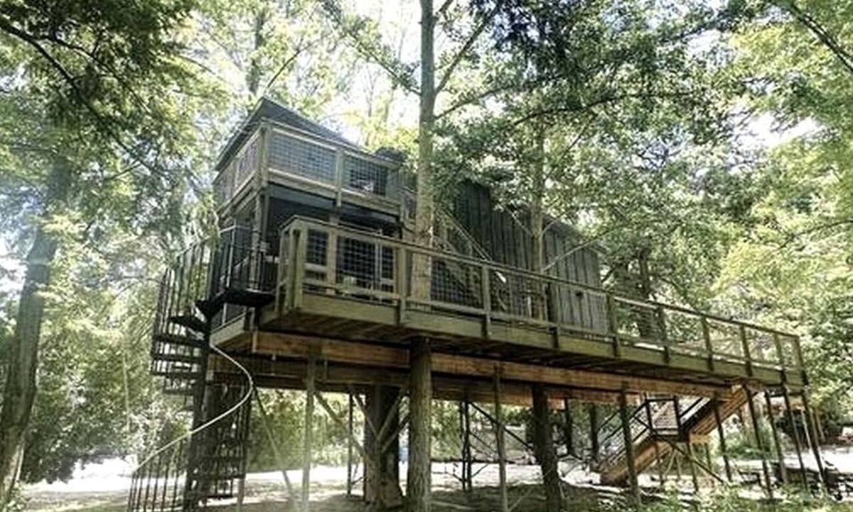 Ottawa Cabin | Modern Treehouse Retreat with River Access near Starved Rock State Park in Utica, Illinois
