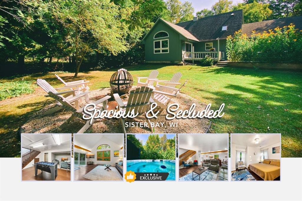 Sister Bay House | Scandia- Secluded Home, Walk to Marina, Game Room & Hot Tub