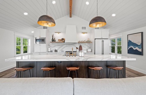 Village of Pewaukee House | Designer Home with Upper Balcony & Lake Views