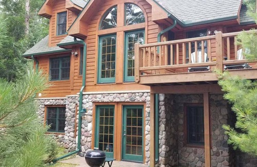 Three Lakes House | Luxury Log Home W Sandy Frontage, Private Dock, Year-Round trails