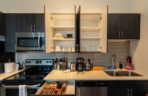 Near South Side Hotel | McCormick Place Modern Suite for 4, with Optional Parking