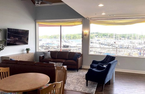 Macatawa House | Modern Lakefront Loft with Private Deck at Eldean Shipyard near Macatawa, Michigan