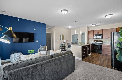 West Des Moines Apartment | Upgraded, Modern Retreat with Private Garage