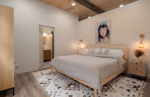 Irving Park Apartment | Pine Beam Sloth Apartment next to Blue Line