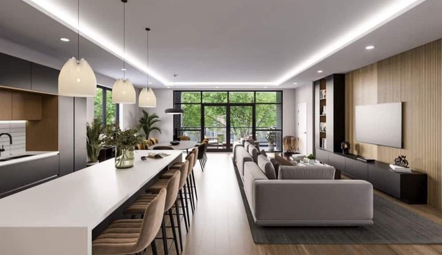 Ultra-modern 4BR/2.5BA Uptown/Edgewater duplex, featuring a rooftop deck with fire pit and easy access to the lake, dining, shopping, and Chicago’s cultural highlights.